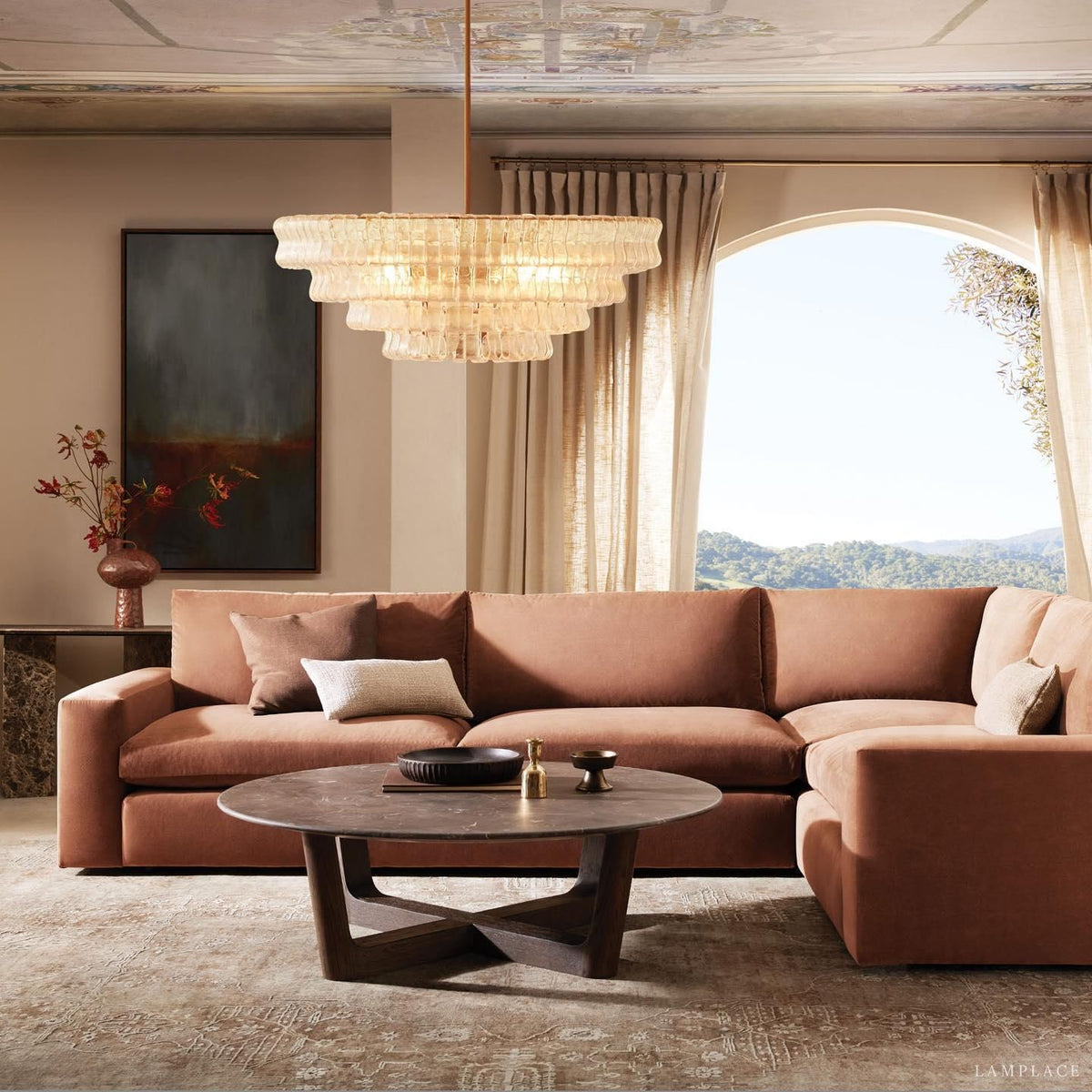 Ghiaccio Rippled Glass Round Chandelier