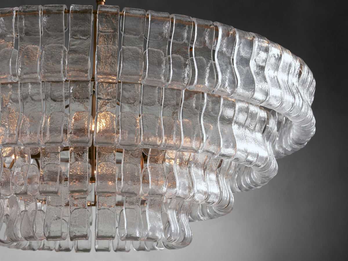 Ghiaccio Textured Glass Round Chandelier