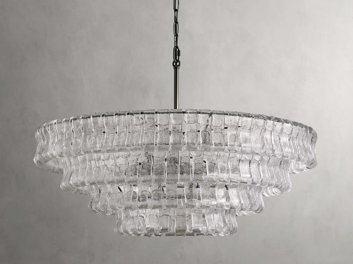 Ghiaccio Textured Glass Round Chandelier