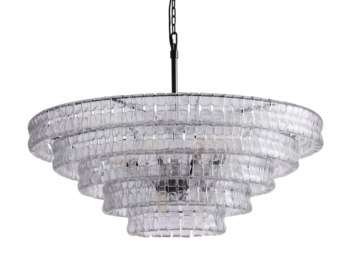 Ghiaccio Textured Glass Round Chandelier