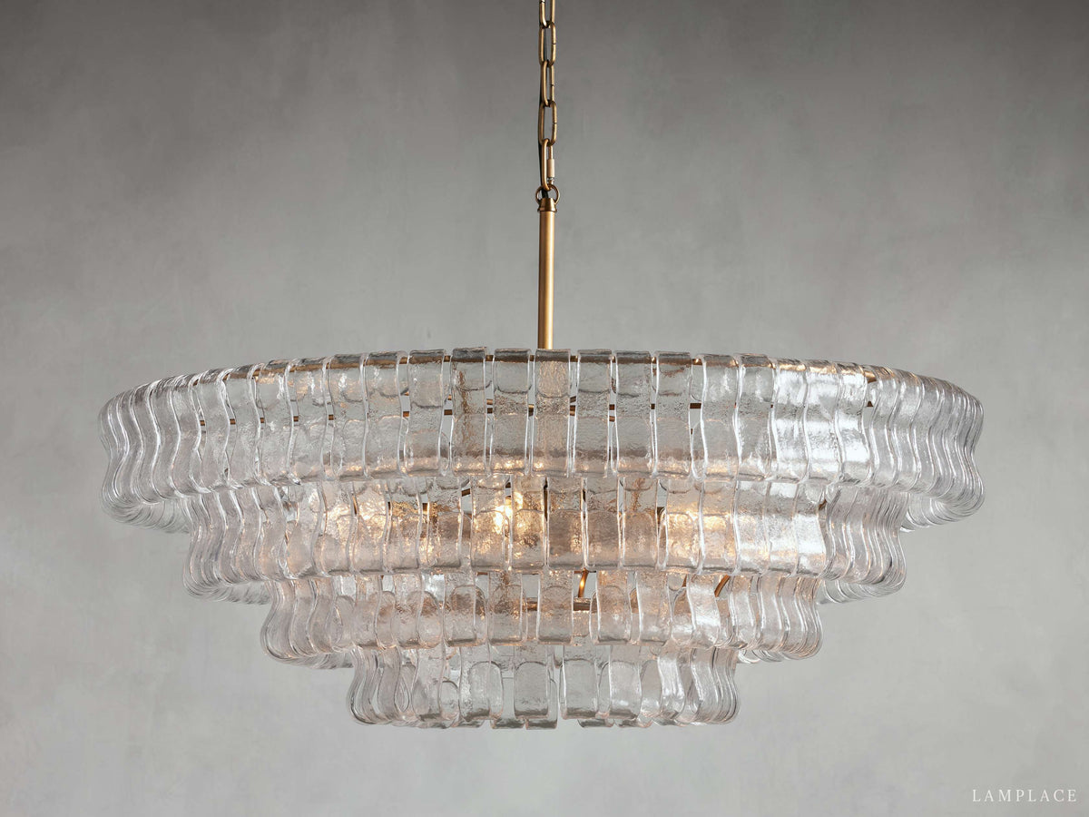 Ghiaccio Rippled Glass Round Chandelier