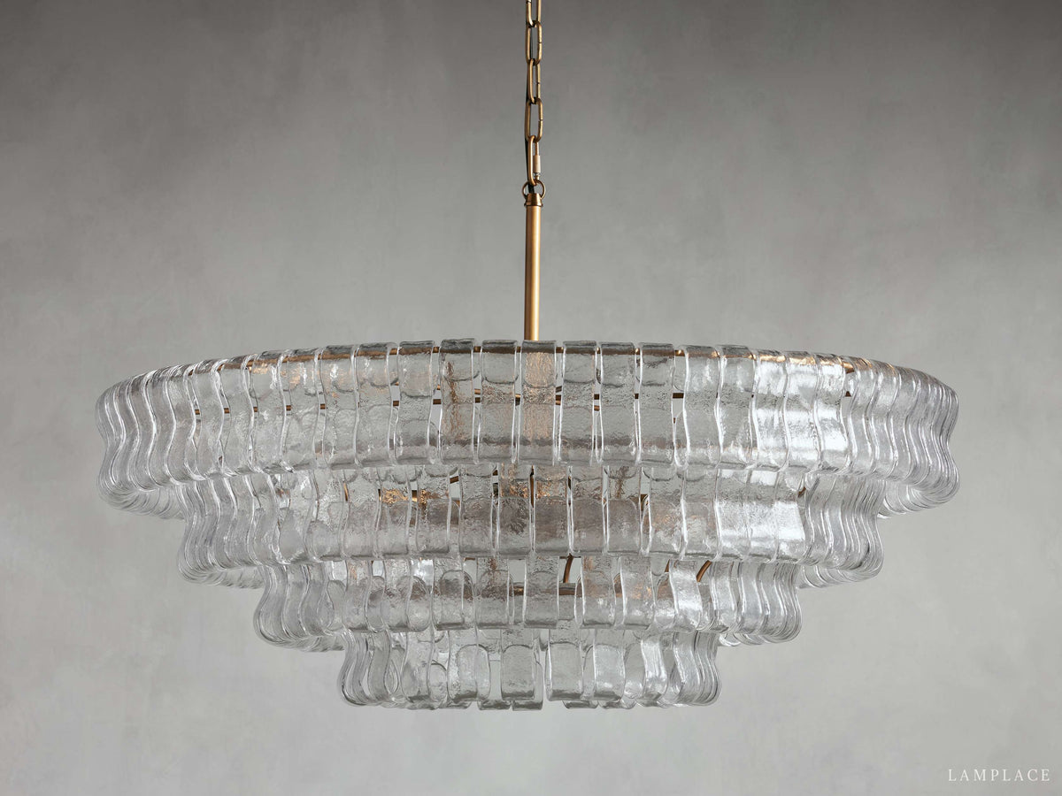 Ghiaccio Rippled Glass Round Chandelier