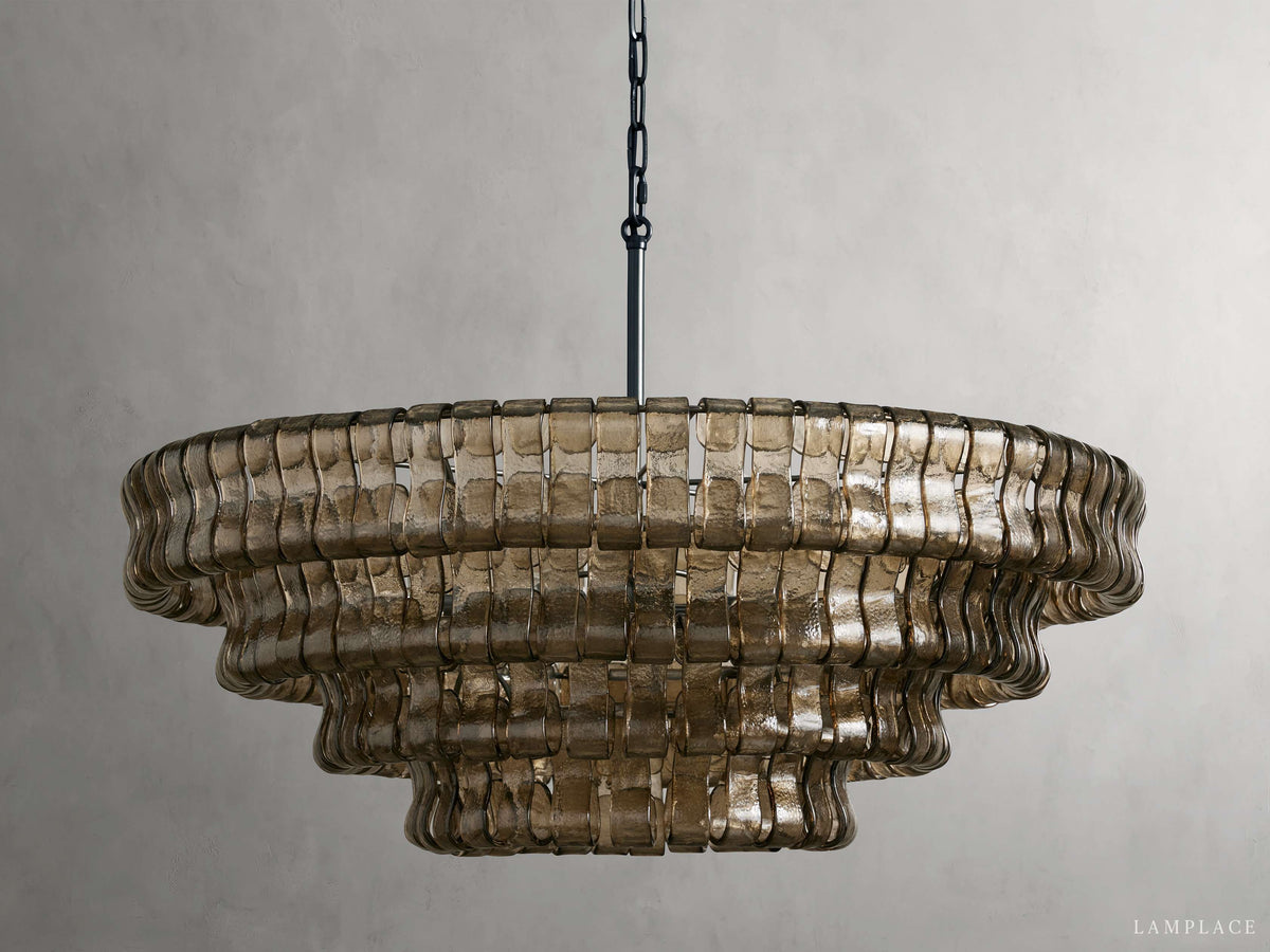 Ghiaccio Rippled Glass Round Chandelier
