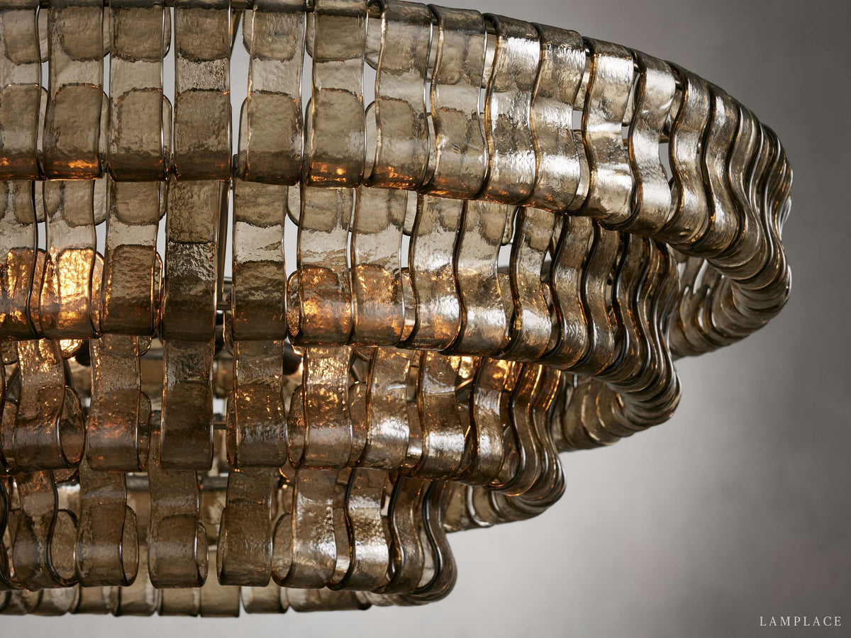 Ghiaccio Rippled Glass Round Chandelier