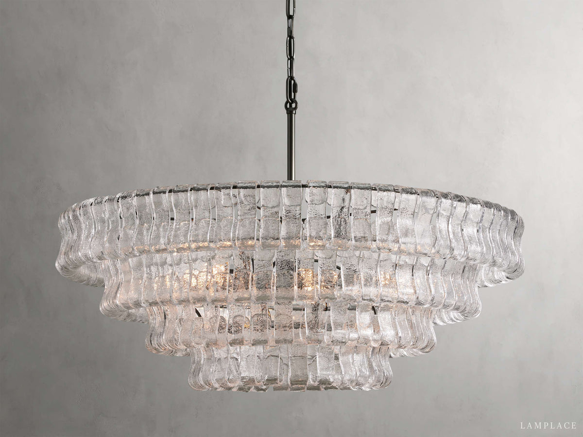 Ghiaccio Rippled Glass Round Chandelier