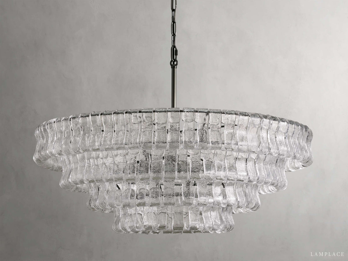 Ghiaccio Rippled Glass Round Chandelier
