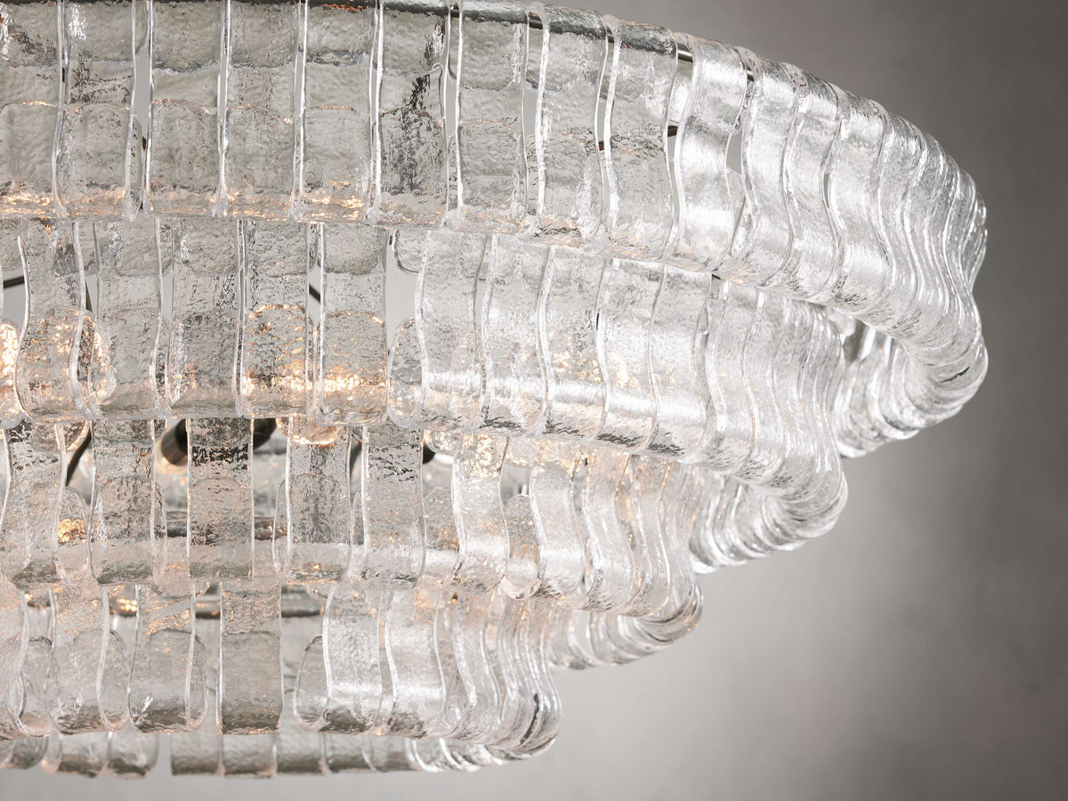 Ghiaccio Handcrafted Glass Round Chandelier
