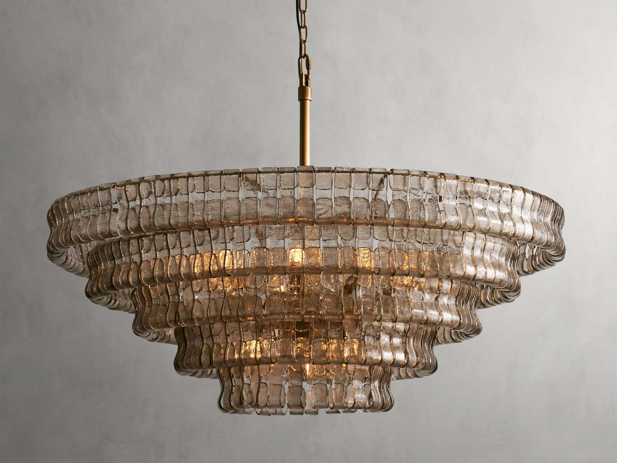 Ghiaccio Rippled Glass Round Chandelier