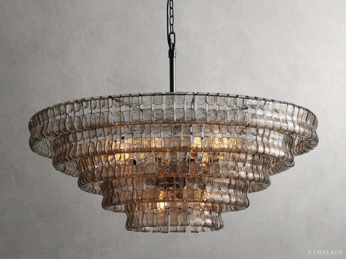 Ghiaccio Rippled Glass Round Chandelier
