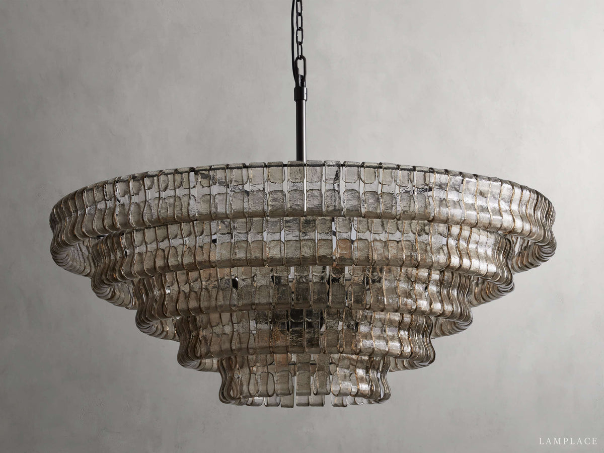 Ghiaccio Rippled Glass Round Chandelier