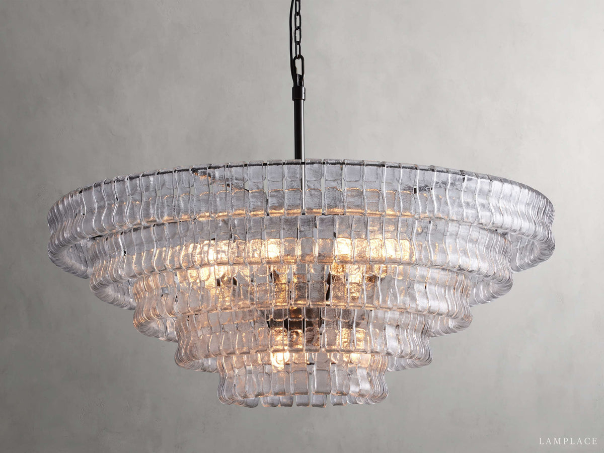 Ghiaccio Rippled Glass Round Chandelier