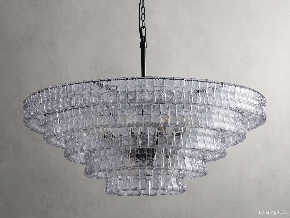 Ghiaccio Rippled Glass Round Chandelier