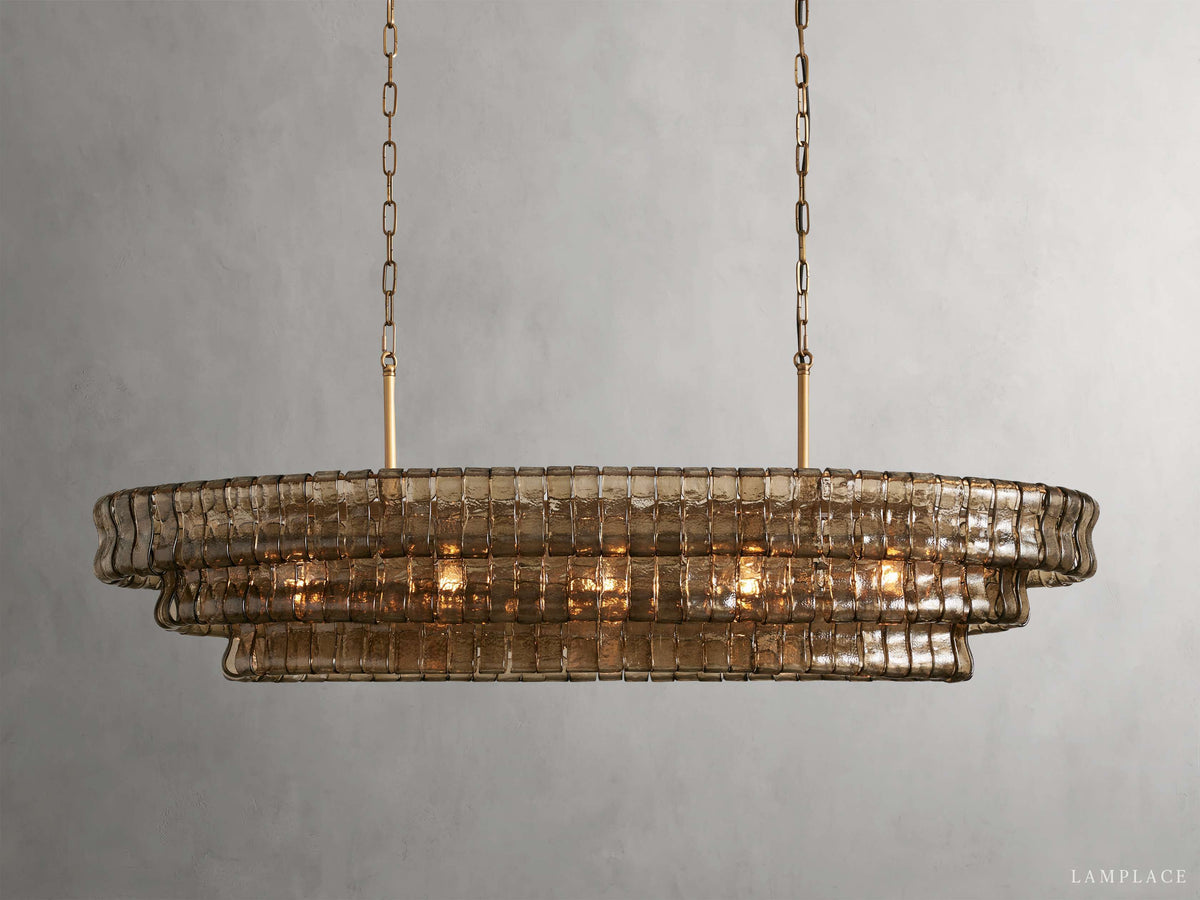 Ghiaccio Rippled Glass Oval Chandelier