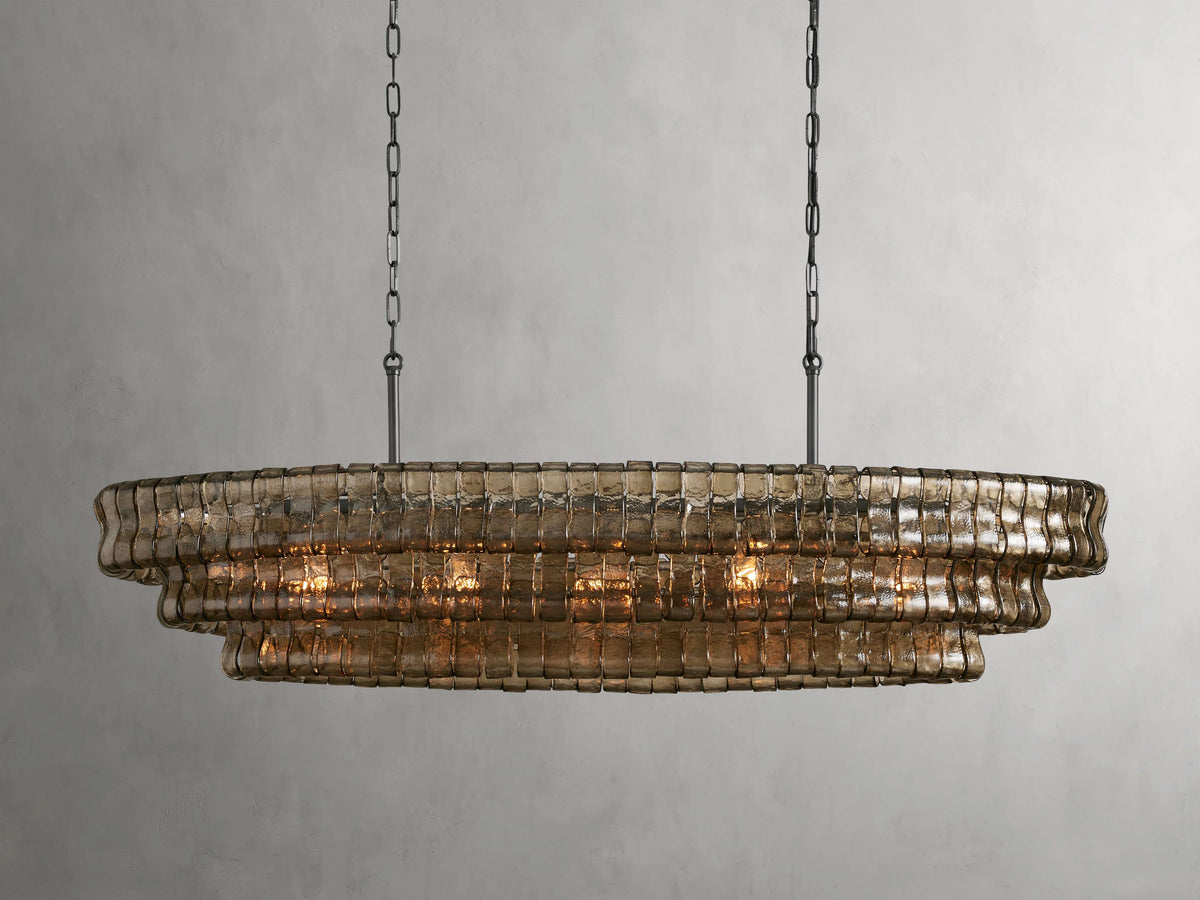 Ghiaccio Handcrafted Glass Oval Chandelier
