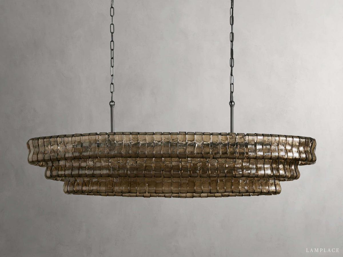 Ghiaccio Rippled Glass Oval Chandelier