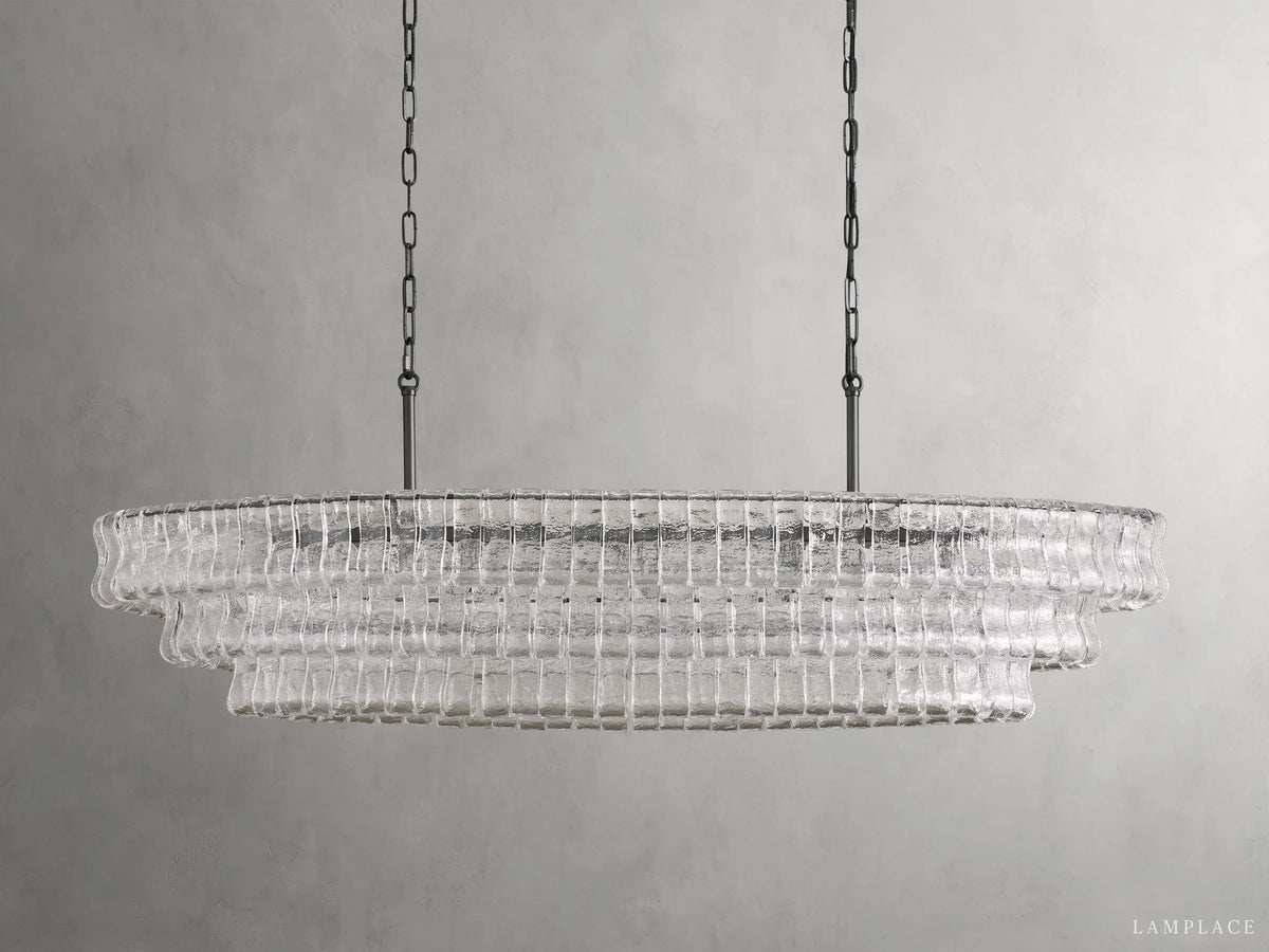 Ghiaccio Handcrafted Glass Oval Chandelier