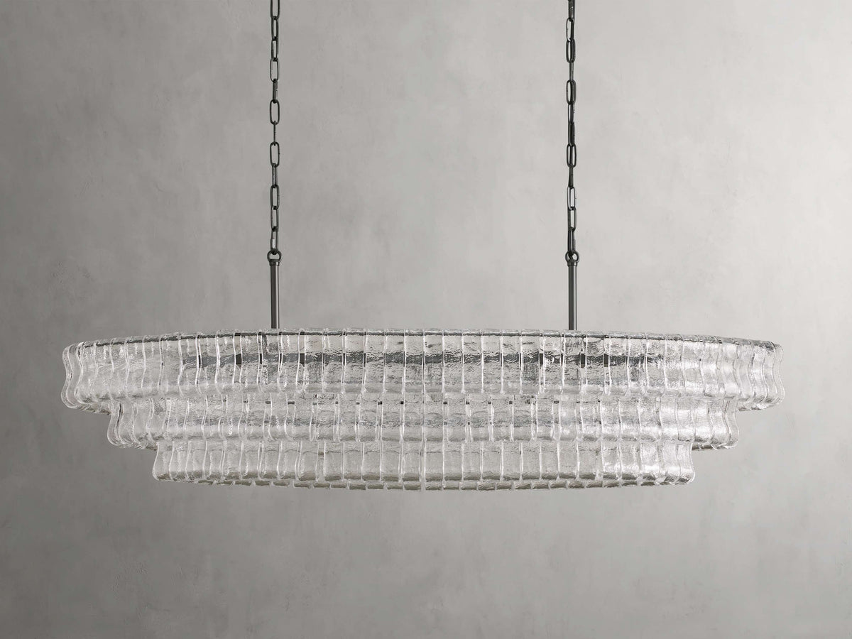 Ghiaccio Rippled Glass Oval Chandelier