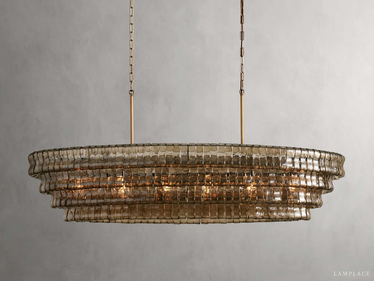 Ghiaccio Handcrafted Glass Oval Chandelier