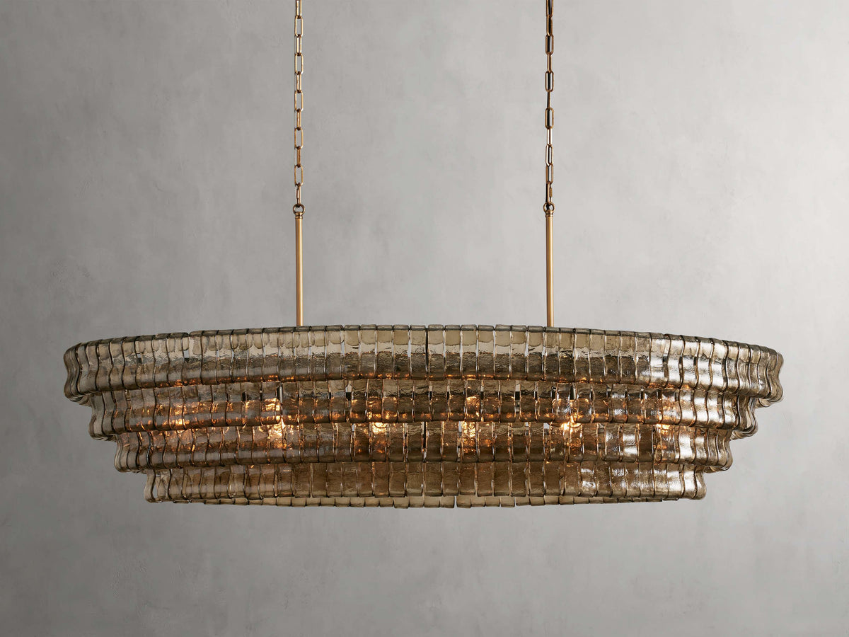 Ghiaccio Rippled Glass Oval Chandelier