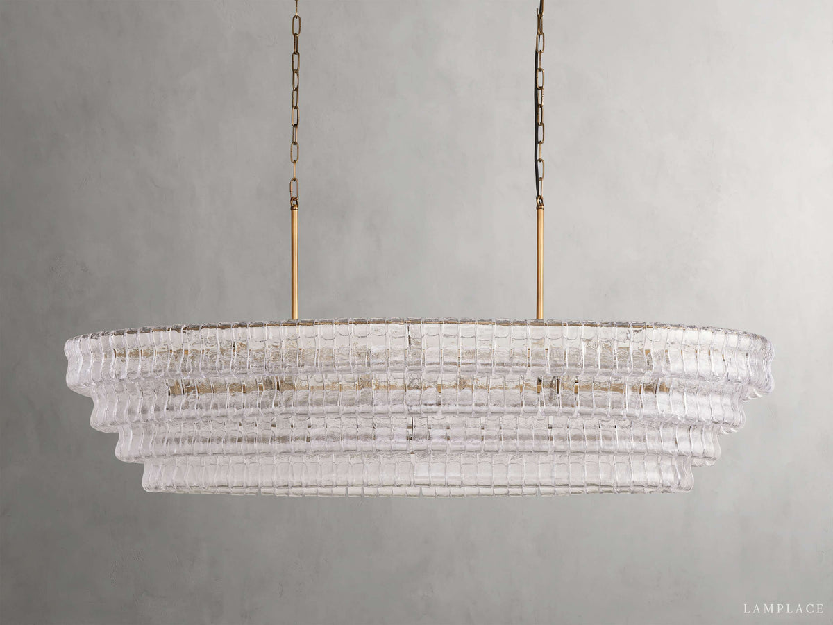 Ghiaccio Rippled Glass Oval Chandelier