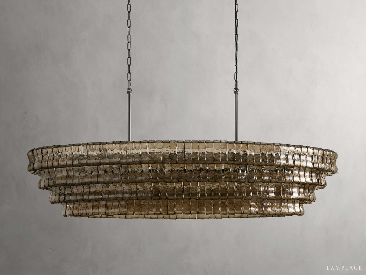 Ghiaccio Rippled Glass Oval Chandelier