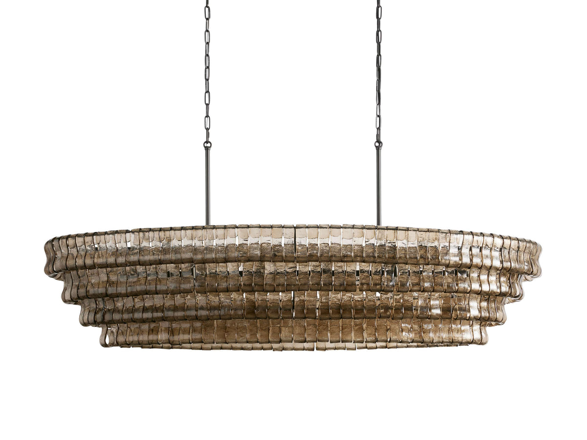 Ghiaccio Rippled Glass Oval Chandelier