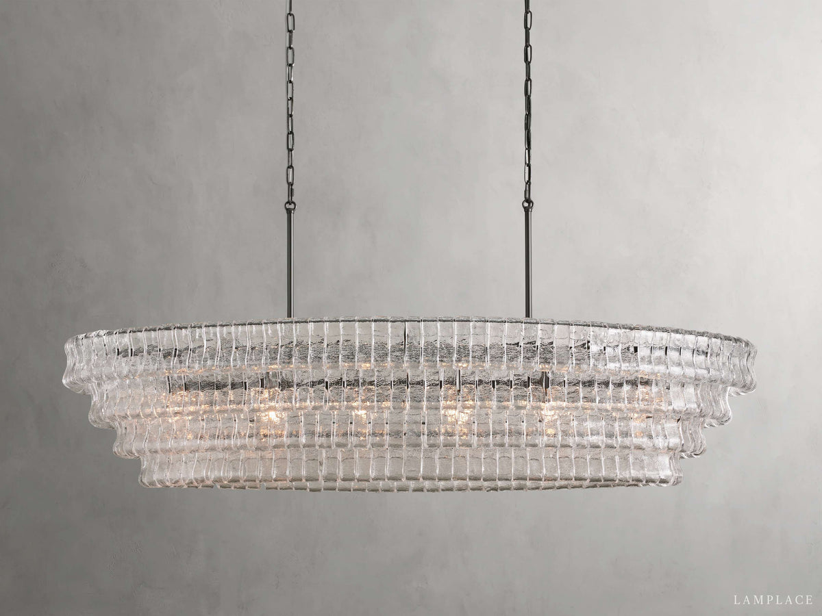Ghiaccio Rippled Glass Oval Chandelier