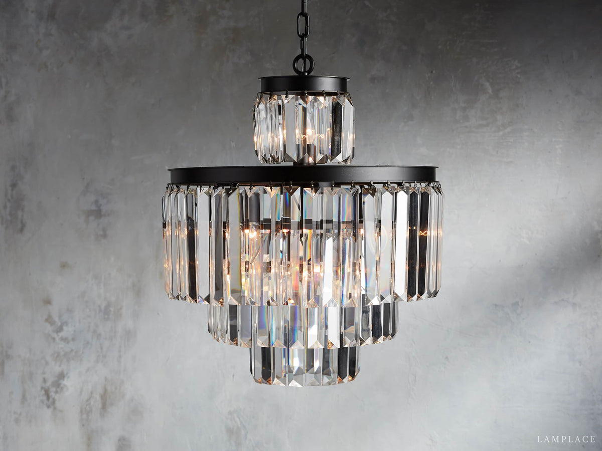 Leyland Faceted Deco Tiered Chandelier