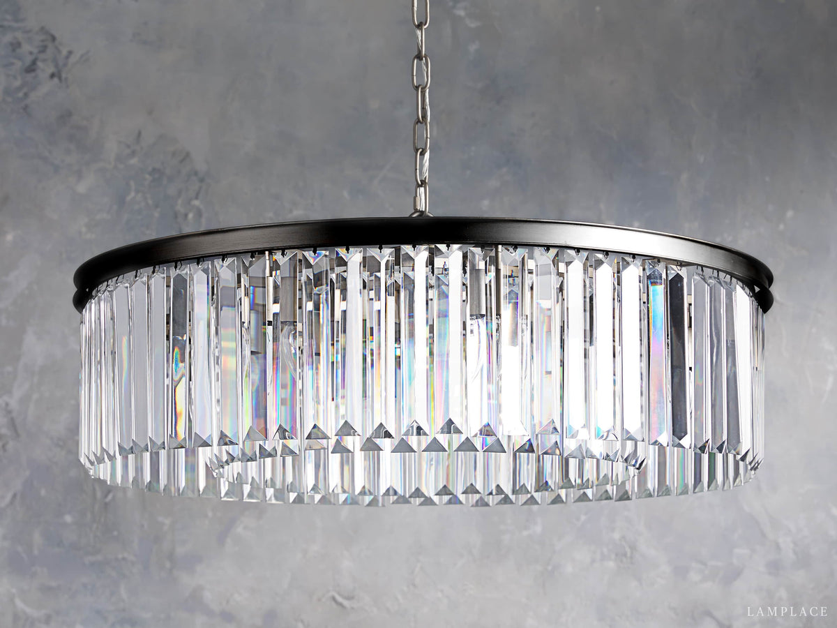Leyland Faceted Deco Round Chandelier