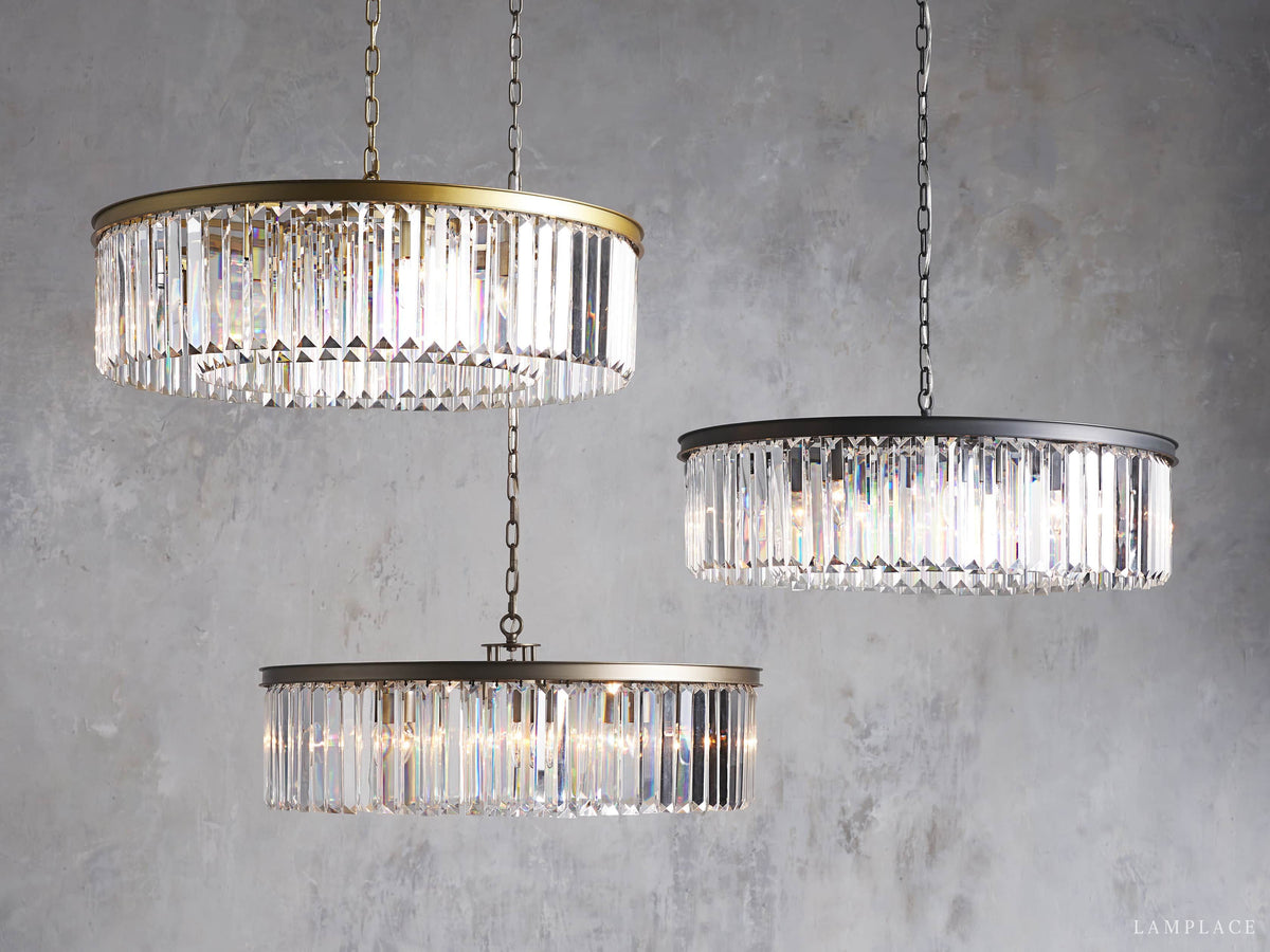 Leyland Faceted Deco Round Chandelier