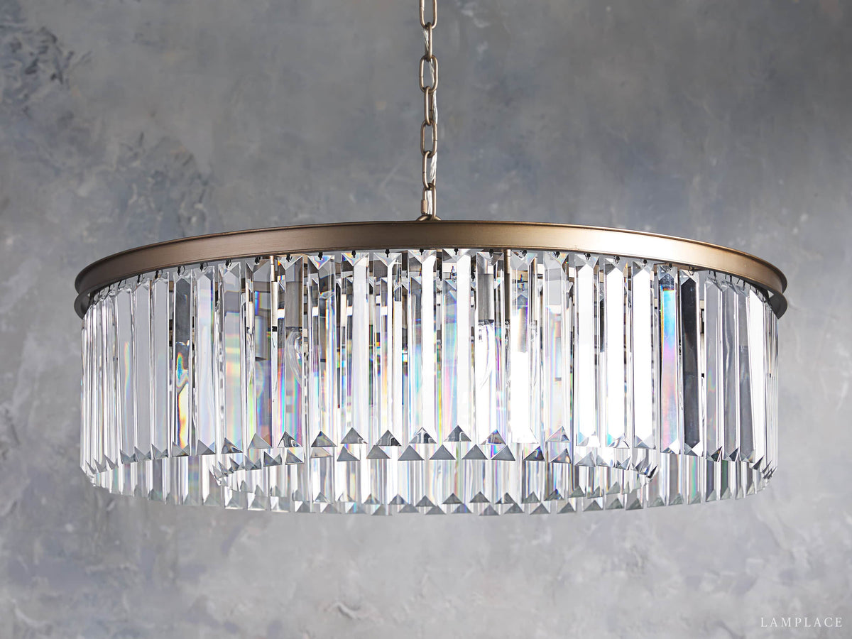 Leyland Faceted Deco Round Chandelier