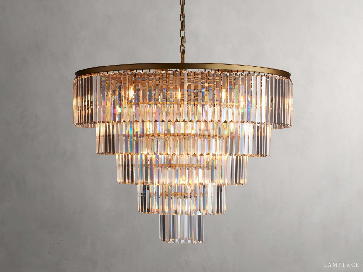 Leyland Faceted Deco Tiered Round Chandelier