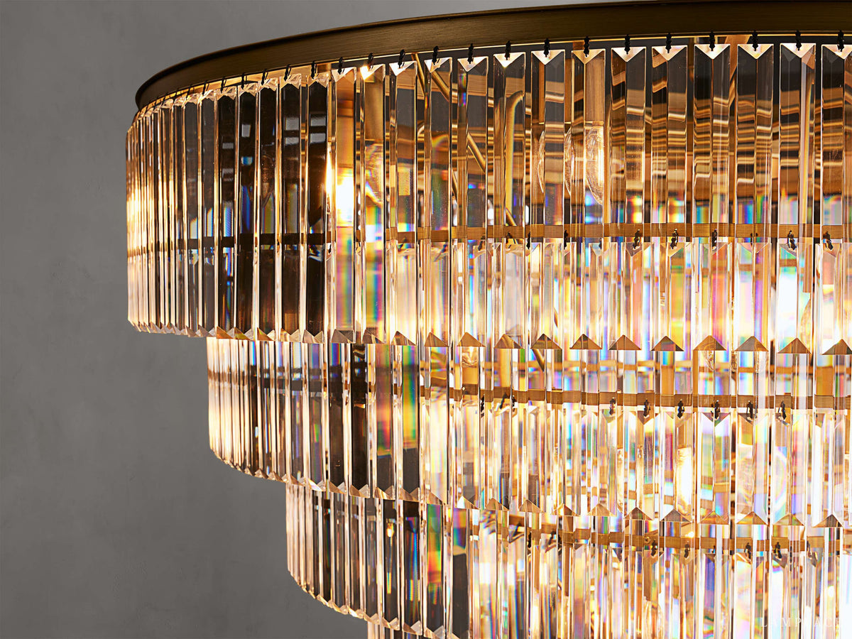 Leyland Faceted Deco Tiered Round Chandelier