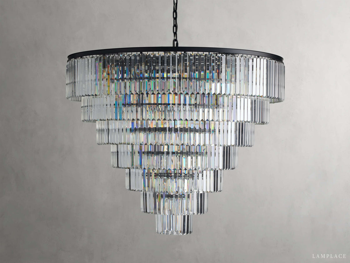 Leyland Faceted Deco Tiered Round Chandelier