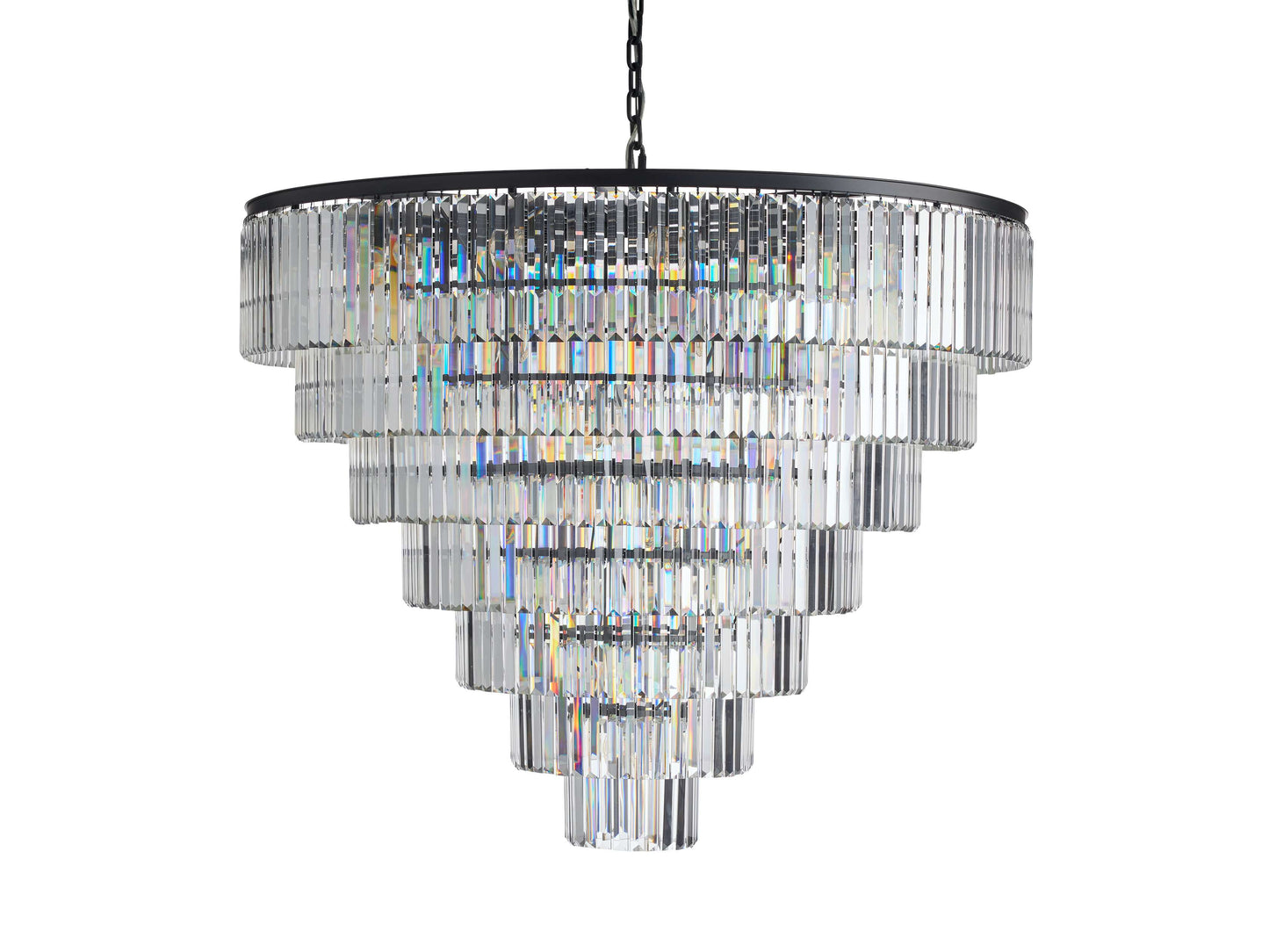 Leyland Faceted Deco Tiered Round Chandelier
