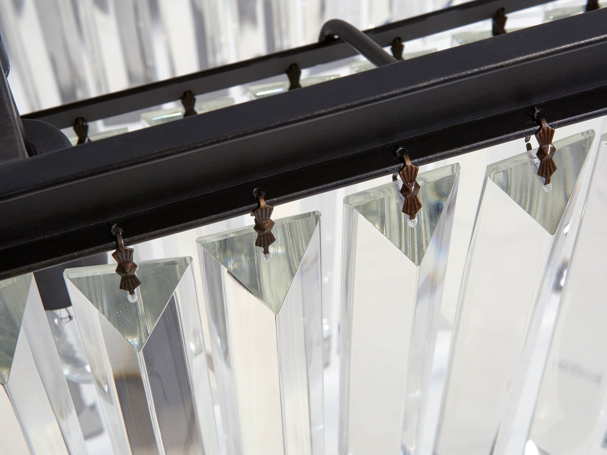 Leyland Faceted Deco Tiered Rectangular Chandelier