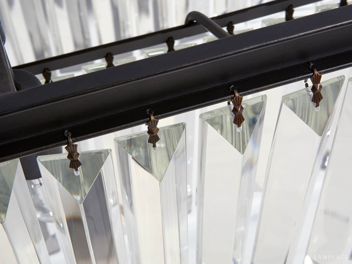 Leyland Faceted Deco Tiered Rectangular Chandelier
