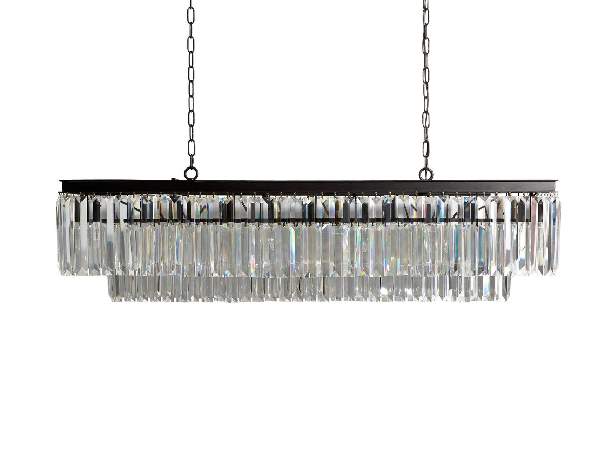 Leyland Faceted Deco Tiered Rectangular Chandelier