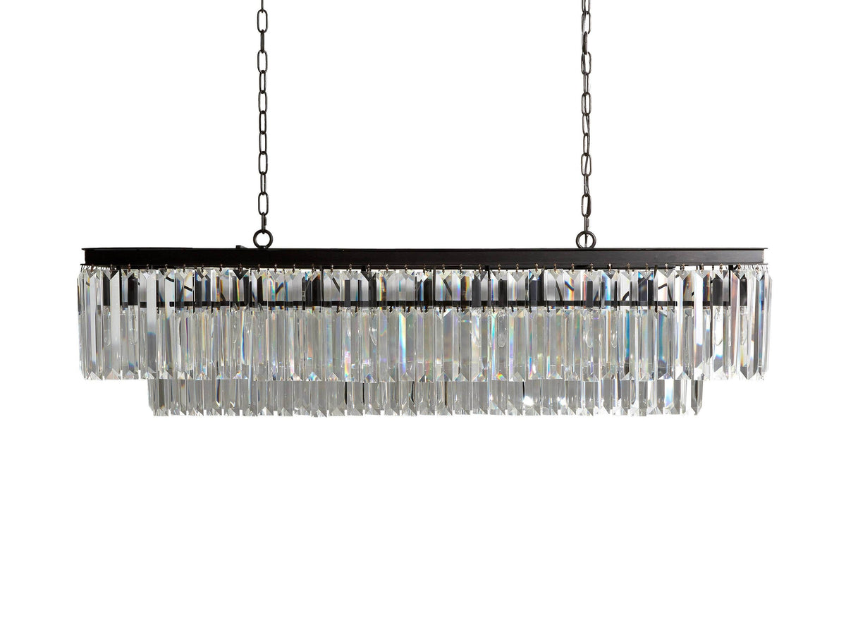 Leyland Faceted Deco Tiered Rectangular Chandelier
