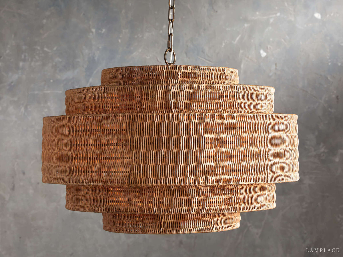 Paloma Handcrafted Rattan Tiered Chandelier