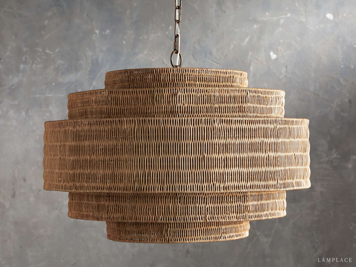 Paloma Handcrafted Rattan Tiered Chandelier