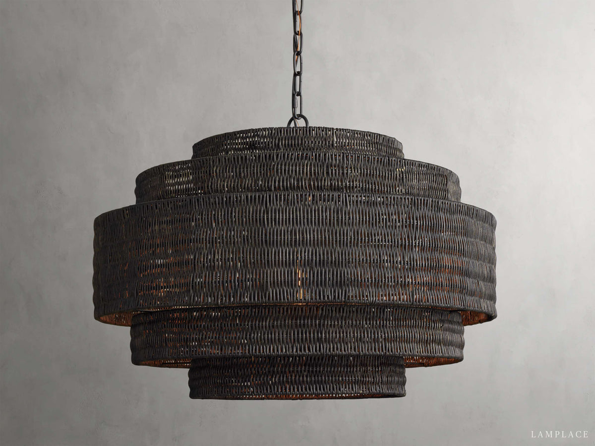 Paloma Handcrafted Rattan Tiered Chandelier