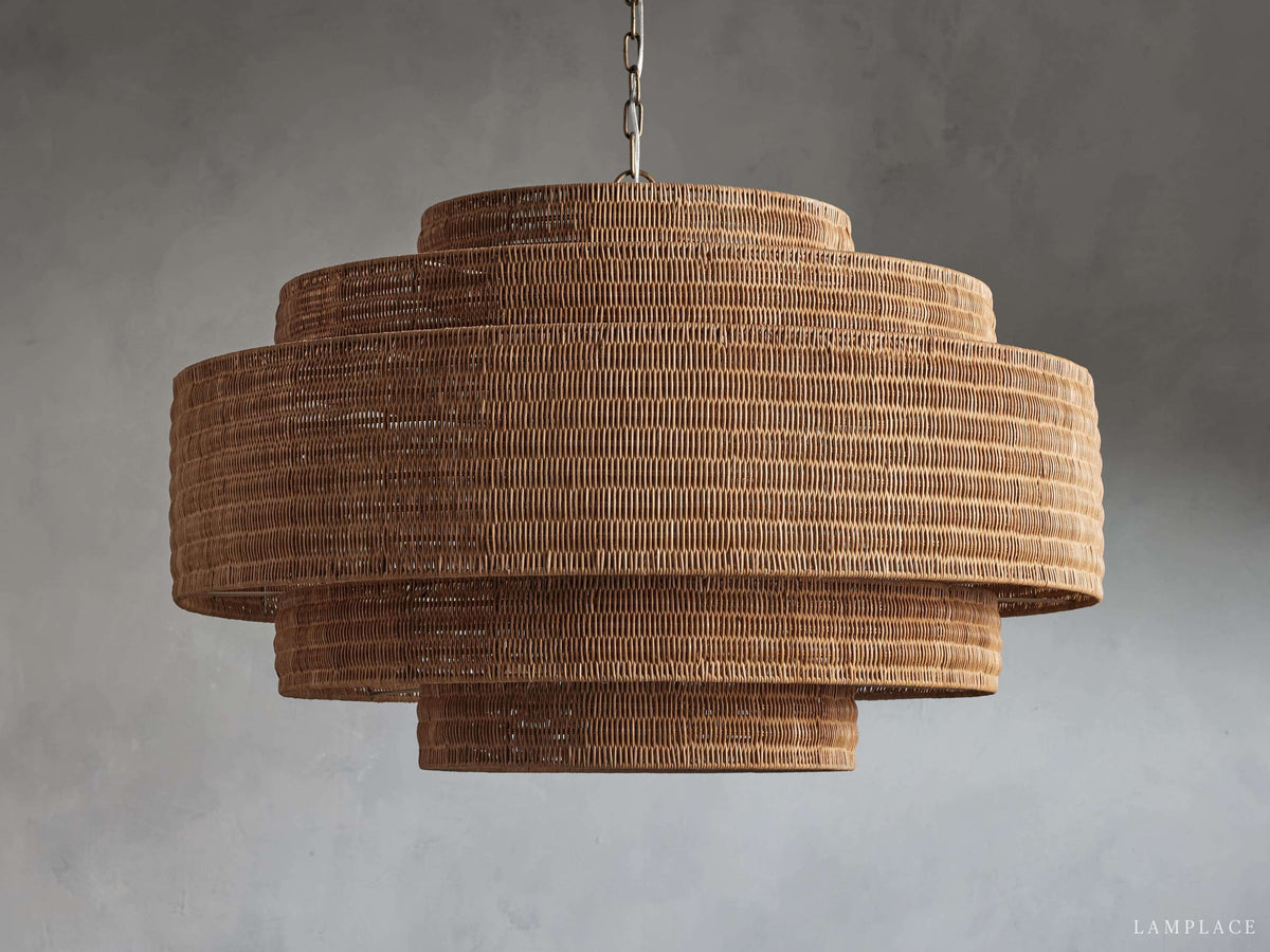 Paloma Handcrafted Rattan Tiered Chandelier