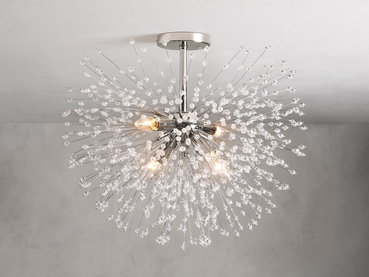 Dandelion Whimsical Crystal Flush Mount