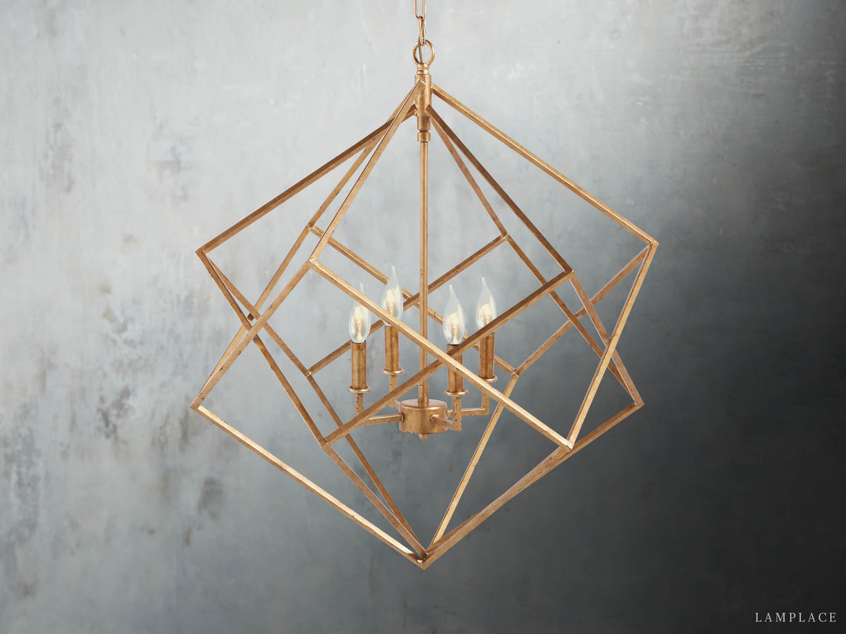 Geode Minimalist Geometric Frame Chandelier 30"