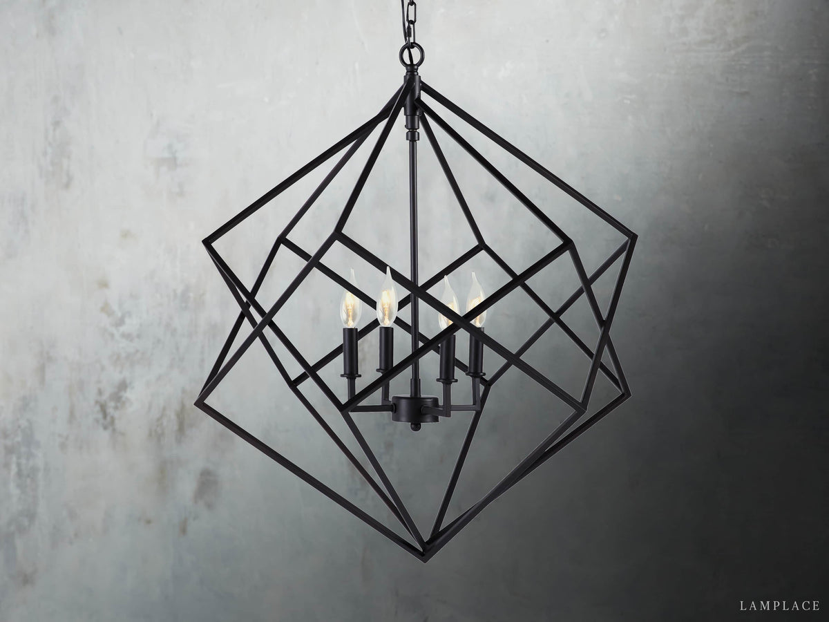 Geode Minimalist Geometric Frame Chandelier 30"