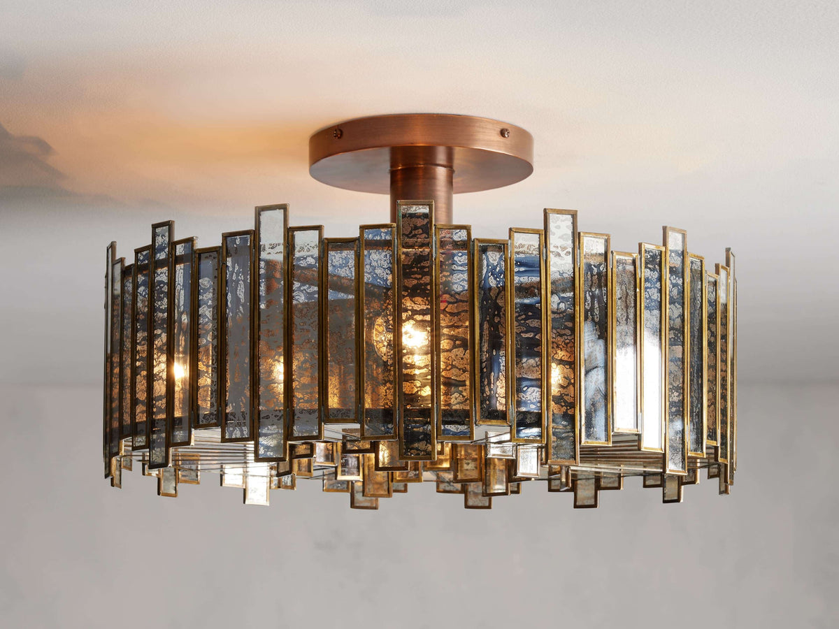 Laila Antiqued Glass Flush Mount