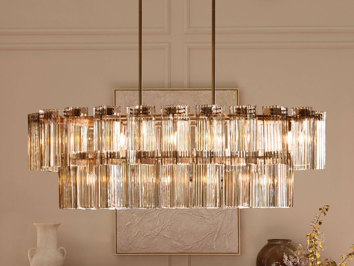 Delsie Reeded Glass Oval Chandelier