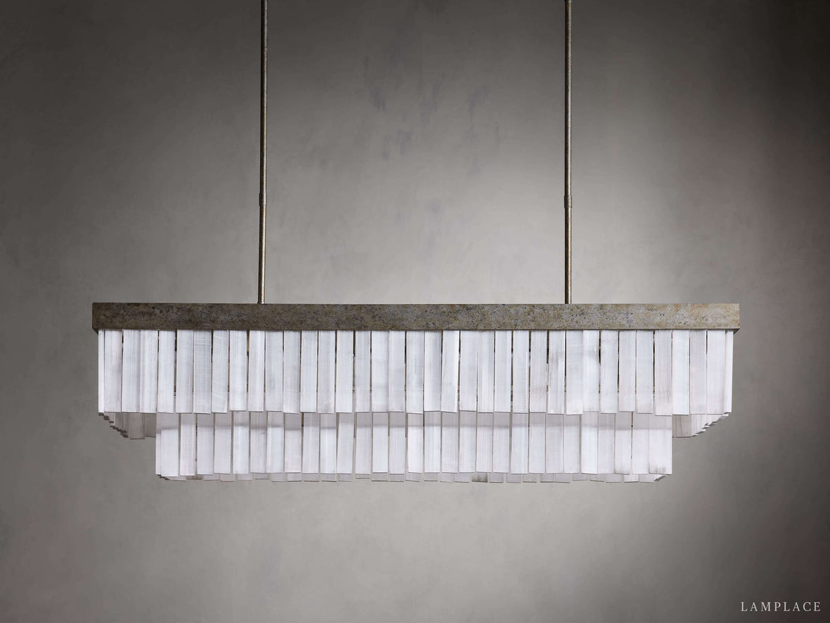 Cameron Layered Selenite Rectangular Chandelier