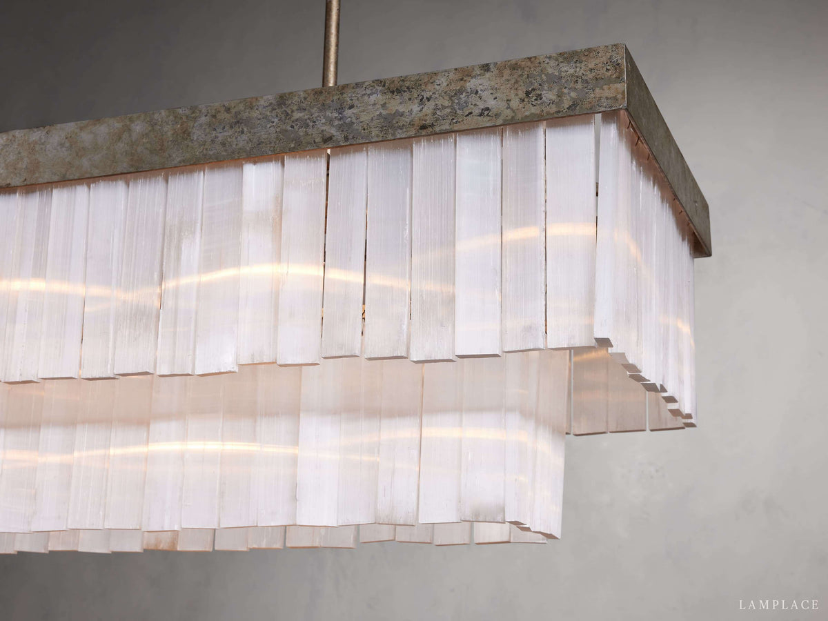 Cameron Layered Selenite Rectangular Chandelier